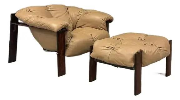 1960s Percival Lafer Leather Lounge Chair Ottoman Jacaranda Frame (1 of 9)