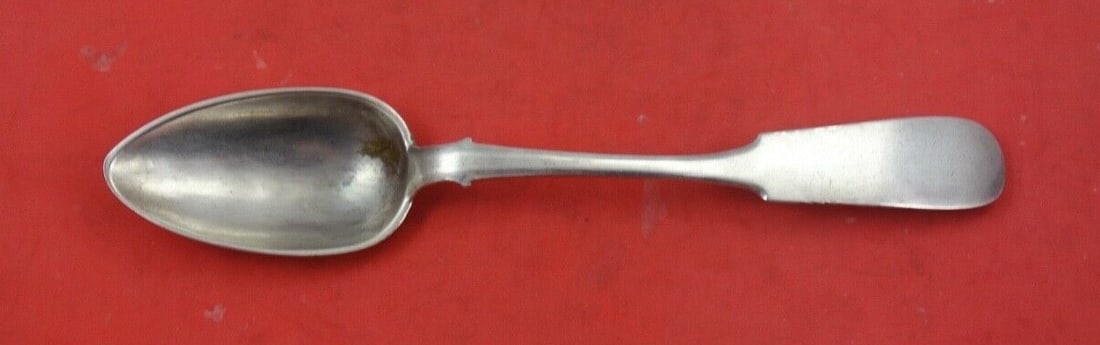 1857 Russian Sterling Silver Dinner Spoon Vintage 9 Inch: 1857 Russian Sterling Silver Dinner Spoon Vintage 9 Inch This exquisite Russian sterling silver dinner spoon, crafted in 1857, showcases the fine artistry typical of its era. Measuring 9 inches in len