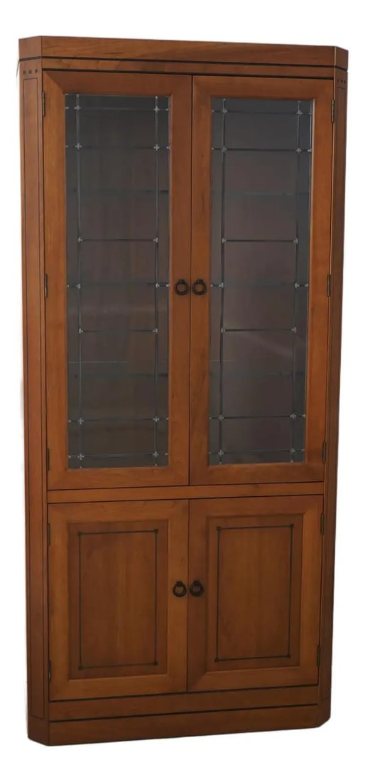 Stickley 21st Century Cherry Wood China Cabinet with Glass Shelves: Stickley 21st Century Cherry Wood China Cabinet with Glass Shelves Presenting the Stickley Cherry 21st Century Collection China Cabinet, a remarkable piece showcasing high-quality construction and tim
