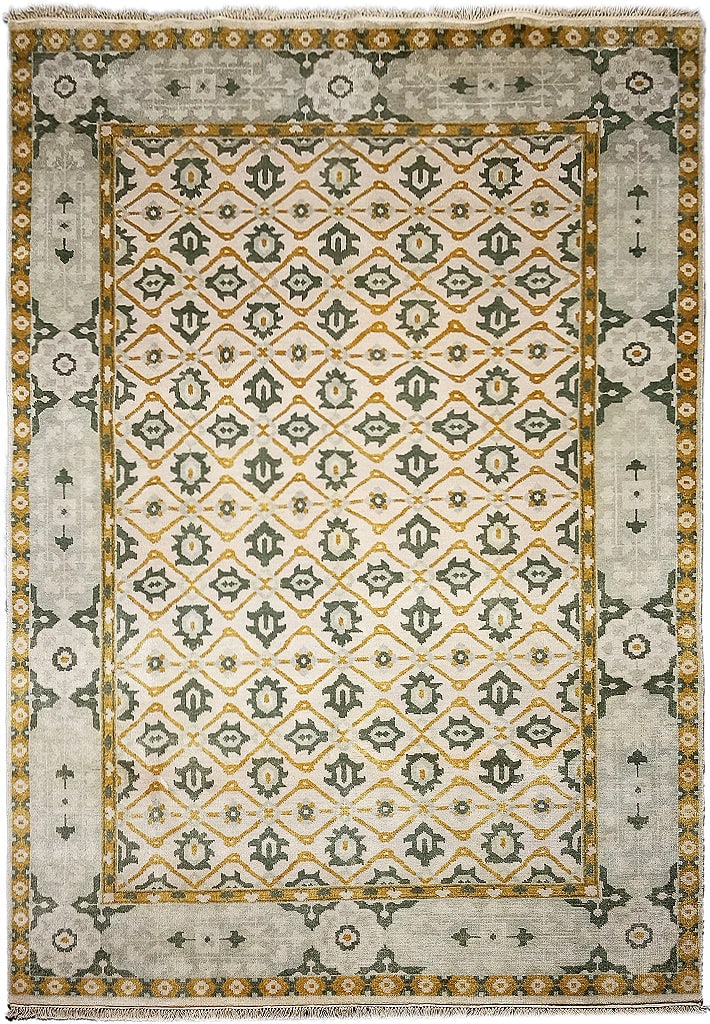 Handmade 6' x 9' Wool Rug Transitional Design Premium Quality: Handmade 6' x 9' Wool Rug Transitional Design Premium Quality Free continental US Shipping Transform your living space with this exquisite 6' x 9' Handmade Wool Rug, skillfully crafted to blend tradit