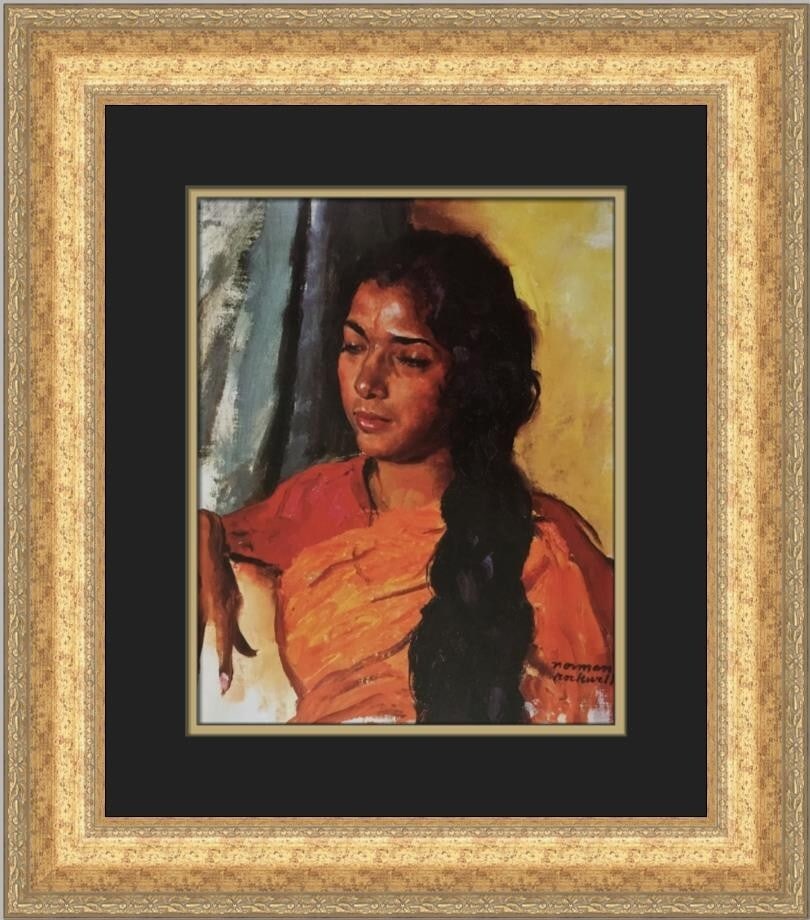 Norman Rockwell An Indian Art Student Custom Framed Print 18x18 (1 of 2)