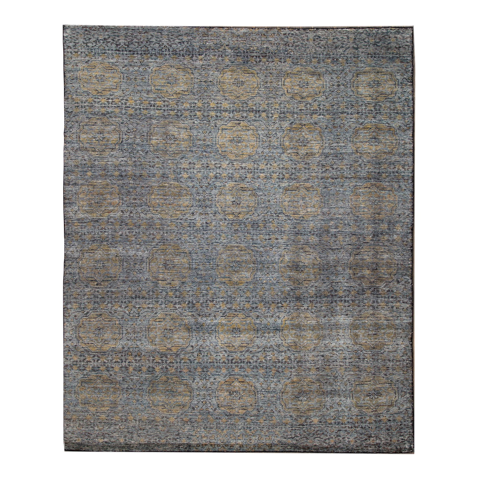Handmade Gray Wool Soumak Style Rug 8'2 x 10'0 Medallion Design: Handmade Gray Wool Soumak Style Rug 8'2 x 10'0 Medallion Design Enhance your living space with this stunning Modern Soumak Style Wool Rug. This hand-knotted rug features a beautiful distressed design 