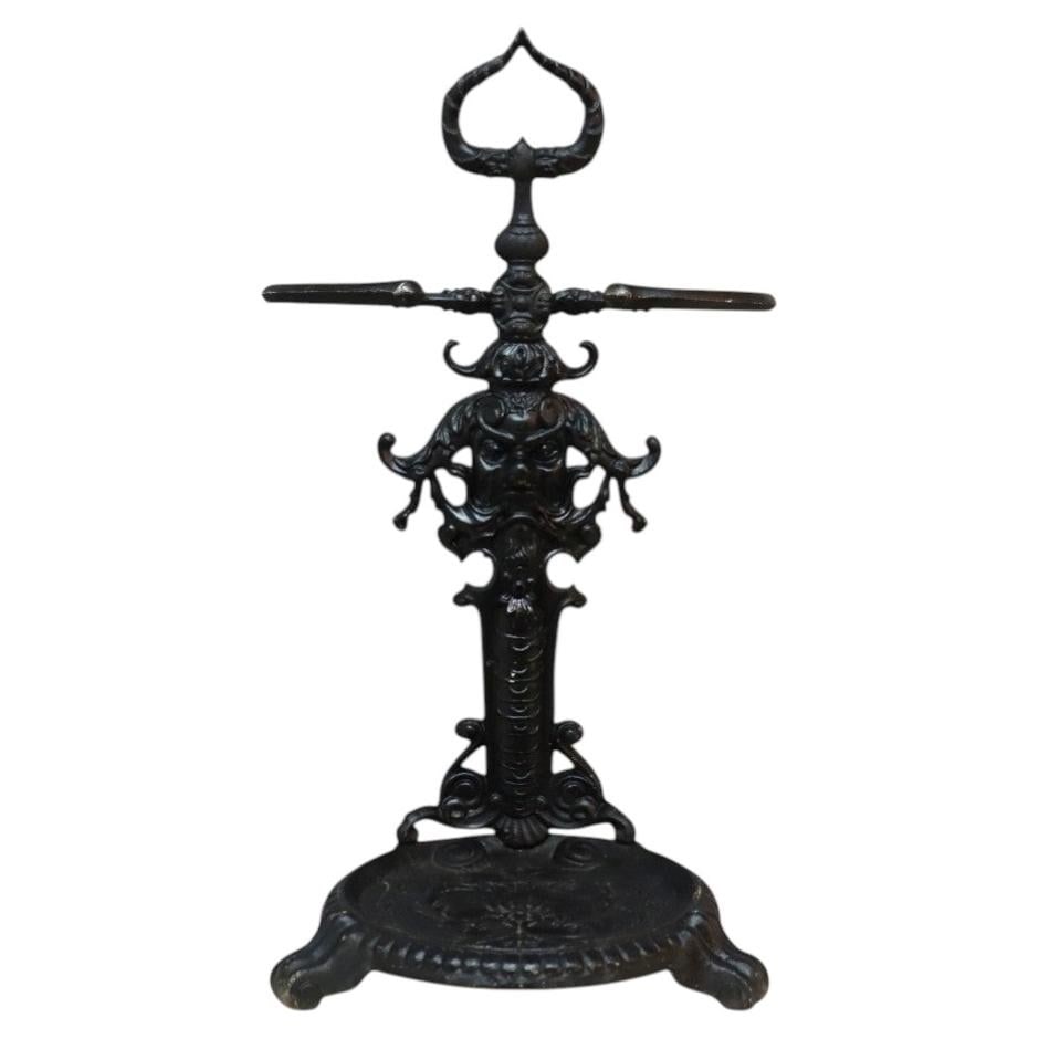 c1880 British Cast Iron Umbrella Stand with Figural Floral Relief (1 of 11)
