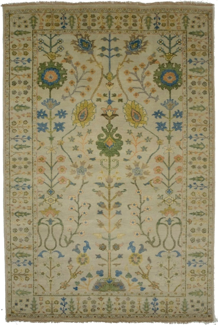 5X8 Floral Osh Chobi Hand-Knotted Wool Rug Tree of Life Design: 5X8 Floral Osh Chobi Hand-Knotted Wool Rug Tree of Life Design Enhance your living space with this beautiful 5'2" x 7'10" Floral Osh Chobi Oriental Rug featuring a captivating Tree of Life design. Han