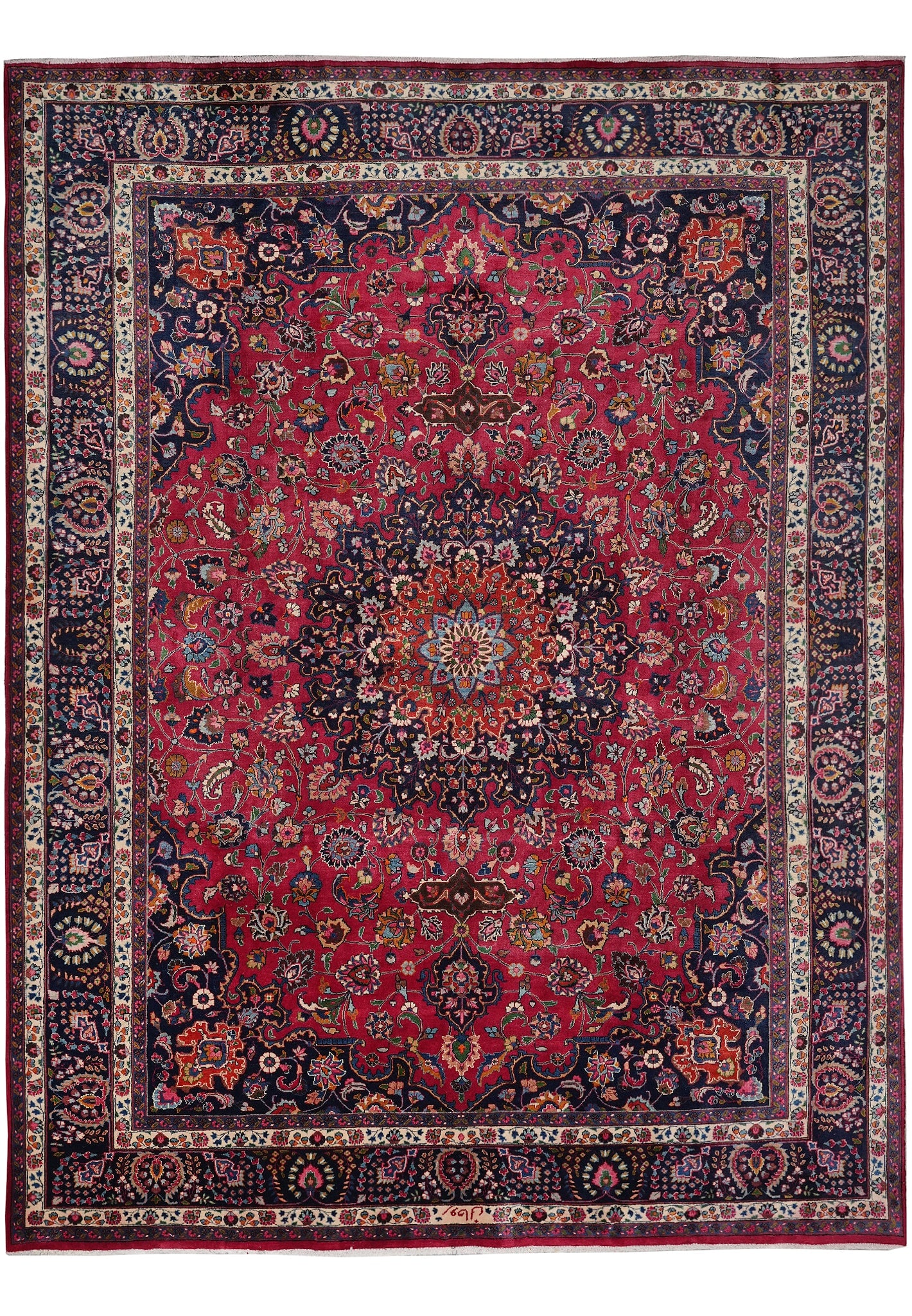 10 x 12.5 Hand Knotted Persian Rug Iran Wool Floral Medallion: 10 x 12.5 Hand Knotted Persian Rug Iran Wool Floral Medallion Free continental US Shipping A classic Persian rug from Iran, hand-knotted in wool with rich traditional colors and a timeless floral meda
