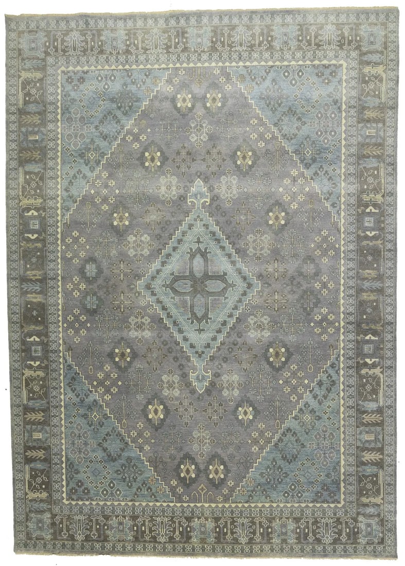 Hand-Knotted Muted Tribal Geometric Area Rug 10'1 x 14'0 (1 of 18)