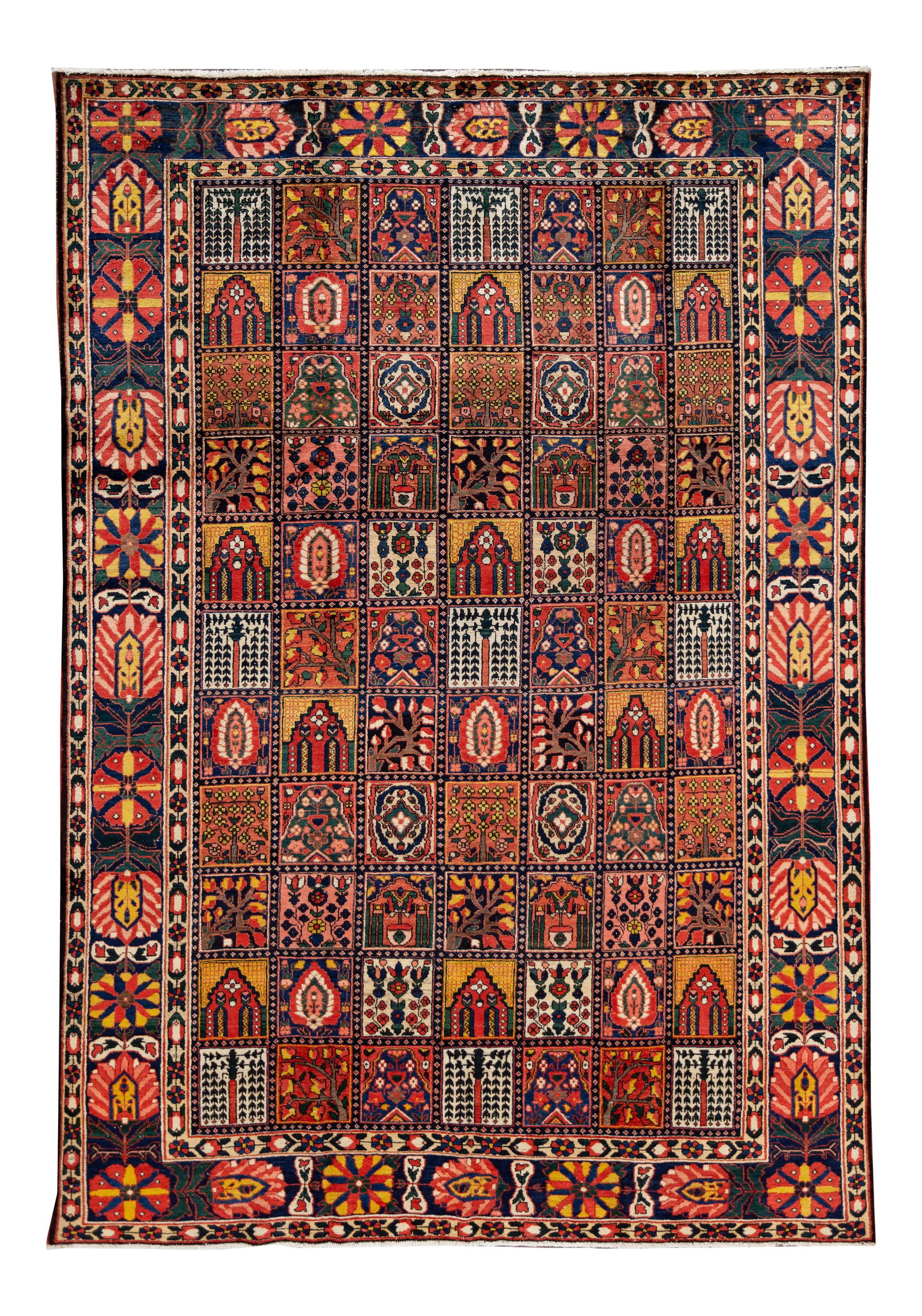 20th Century Handmade Bakhtiari Multicolor Floral Wool Rug 8'5 x 11'10: 20th Century Handmade Bakhtiari Multicolor Floral Wool Rug 8'5 x 11'10 Discover the beauty of this exquisite 20th Century Bakhtiari handmade Persian wool rug. Featuring a rich rust field adorned with 