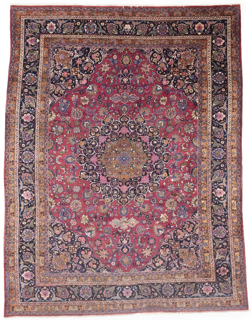 Wool Area Rug Hand-Knotted Floral Vintage Design 10x13 Feet Signed: Wool Area Rug Hand-Knotted Floral Vintage Design 10x13 Feet Signed This is a handmade traditional floral-style rug featuring a vintage regional design from Western Asia. Crafted using a hand-knotted t