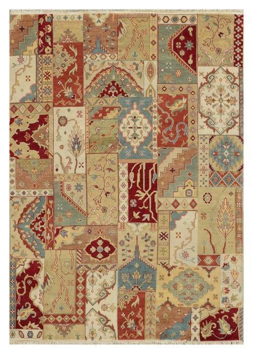 7.6 x 9.9 Agra Handmade Patchwork Wool Rug Multicolor: 7.6 x 9.9 Agra Handmade Patchwork Wool Rug Multicolor Free continental US Shipping Transform your living space with the 7.6 x 9.9 Agra Patchwork Design Handmade Rug. This exquisite rug features bold g