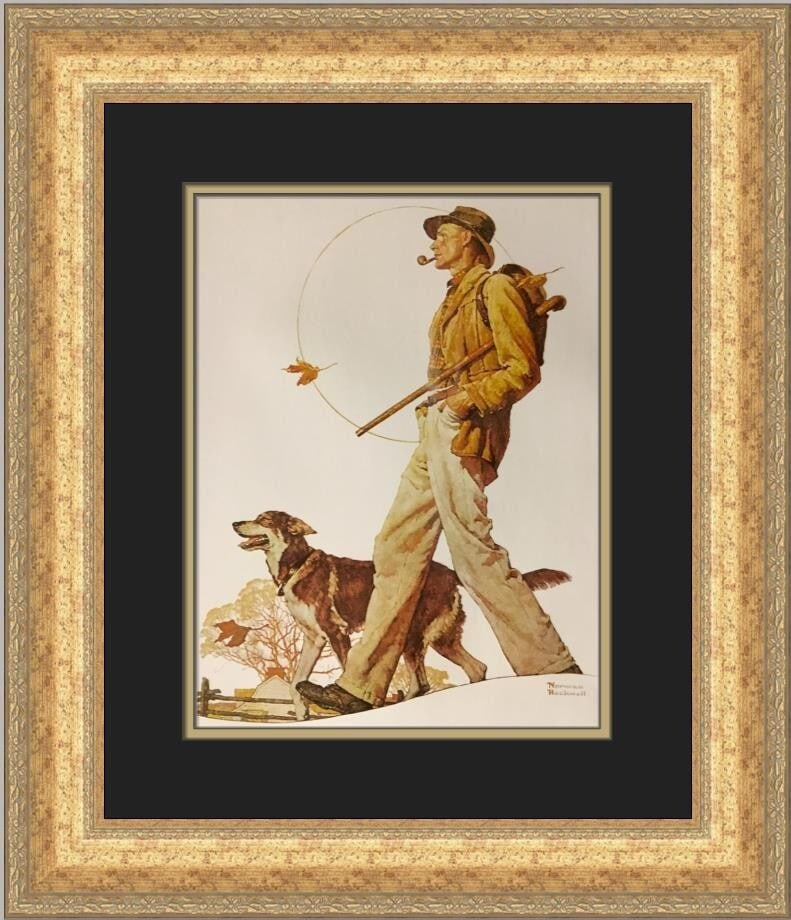 Norman Rockwell A Walk in the Country Custom Framed Art Print 20x18: Norman Rockwell A Walk in the Country Custom Framed Art Print 20x18 This stunning custom framed print titled "A Walk in the Country" by renowned artist Norman Rockwell captures the essence of American