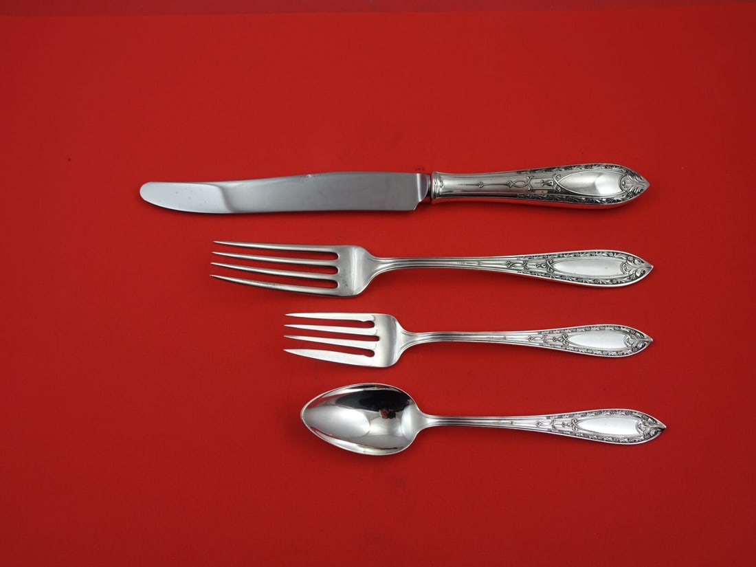 Whiting Chateau Sterling Silver 4-Piece Dinner Place Setting: Whiting Chateau Sterling Silver 4-Piece Dinner Place Setting This exquisite 4-piece dinner place setting in the Chateau pattern by Whiting is crafted from high-quality sterling silver, dating from 190