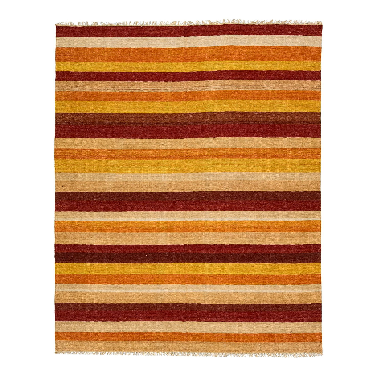 Handmade Modern Kilim Wool Rug Geometric Design 8' x 9'10: Handmade Modern Kilim Wool Rug Geometric Design 8' x 9'10 Elevate your space with this stunning Modern Kilim Handmade Wool Rug. Featuring a vibrant multicolor geometric stripe design, this hand-knotte