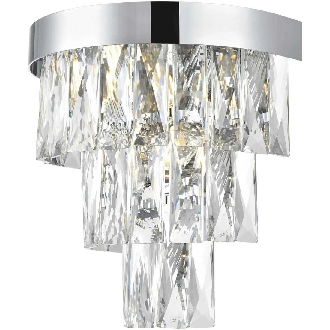 Josephine Chrome Crystal Wall Sconce 2 Light 10.5 Inch: Josephine Chrome Crystal Wall Sconce 2 Light 10.5 Inch This modern crystal wall sconce features a high-quality chrome-plated finish and is designed to bring elegance to any indoor space, including din