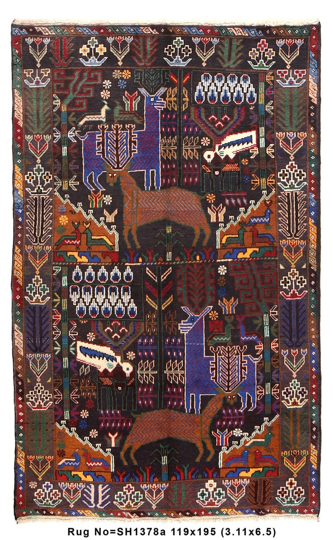4' x 6' Handmade Tribal Wool Rug with Animal Imagery: 4' x 6' Handmade Tribal Wool Rug with Animal Imagery Free continental US Shipping Enhance your space with this exquisite 4' x 6' Animal Pictorial Handmade Tribal Wool Rug, a stunning showcase of tradi