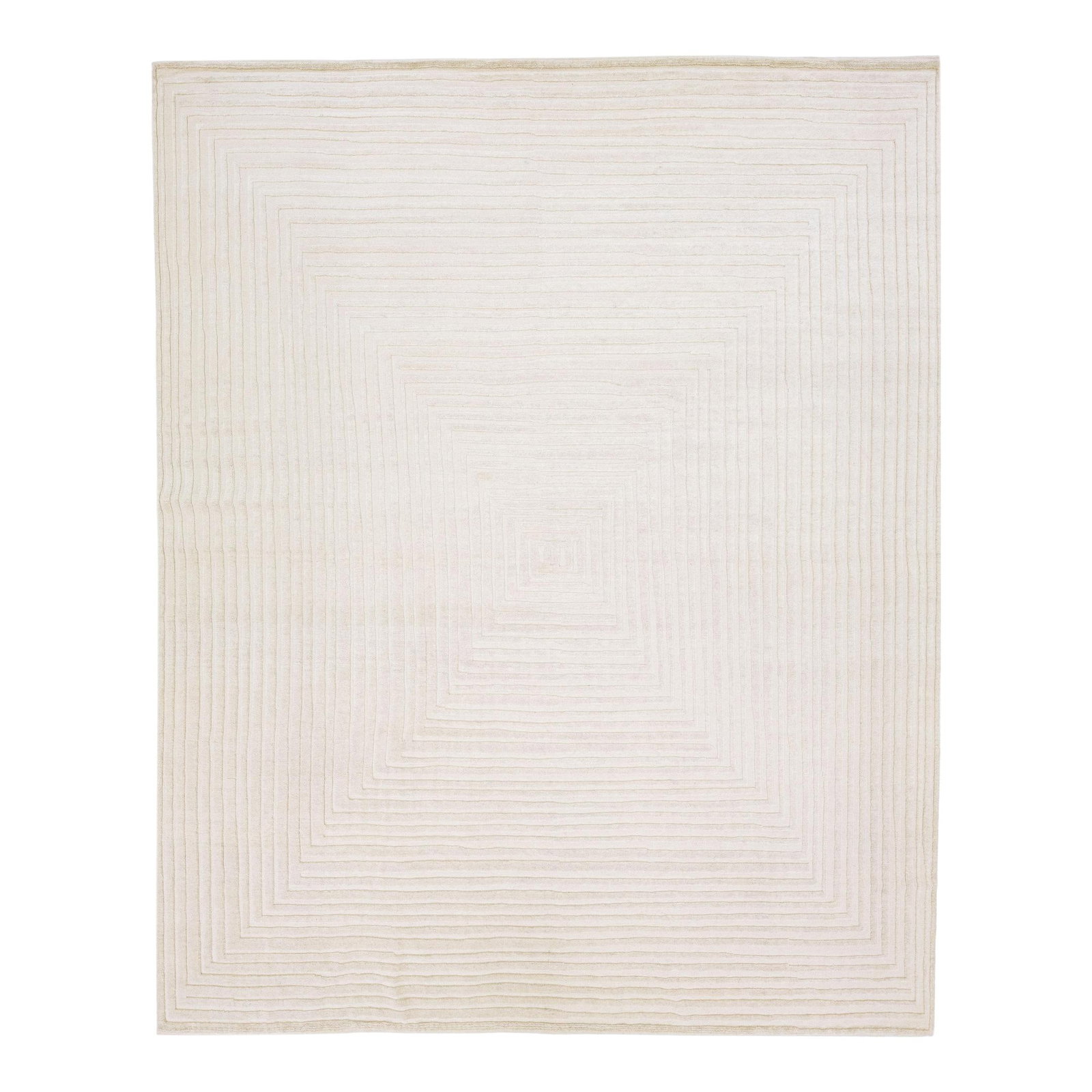 Ivory Wool Moroccan Oversize Rug 12' x 14'10': Ivory Wool Moroccan Oversize Rug 12' x 14'10' Elevate your living space with this stunning modern Moroccan-style wool rug, expertly hand-knotted as part of the Safi Collection. Featuring a sophisticat