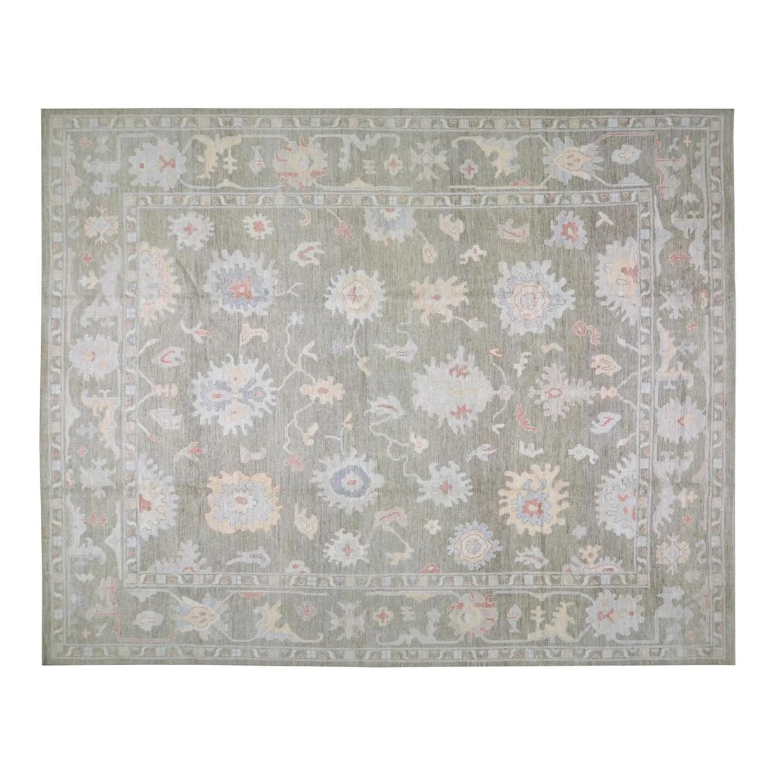 Hand-Knotted Wool Turkish Oushak Rug in Gray 4'10" x 6'7" (1 of 5)