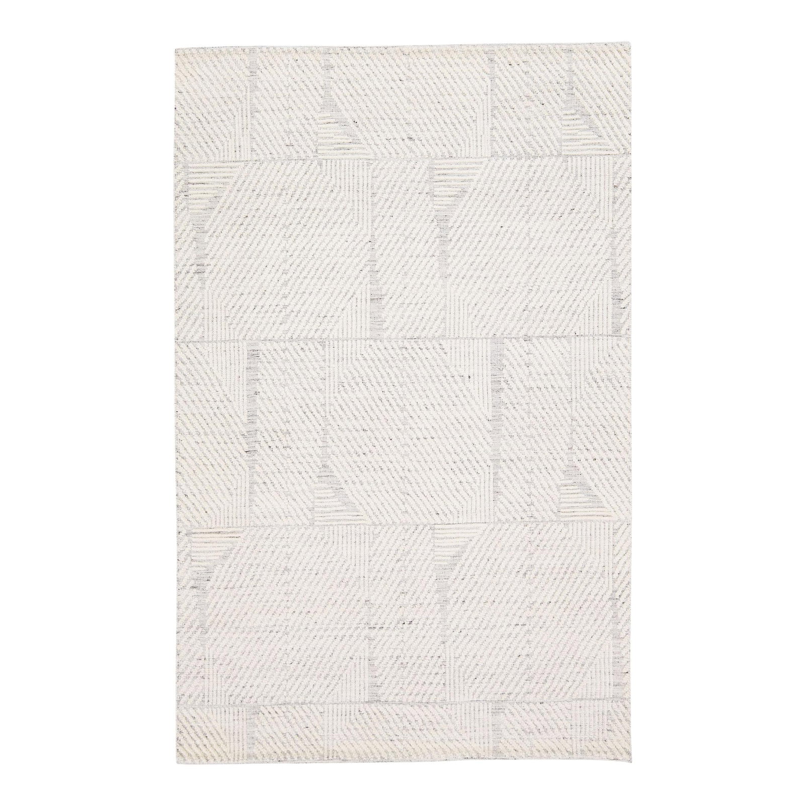 Apadana Ivory Moroccan Handmade Wool Rug 5'1" x 7'10" Minimalist Design: Apadana Ivory Moroccan Handmade Wool Rug 5'1" x 7'10" Minimalist Design Elevate your space with this exquisite modern Moroccan-style hand-knotted wool rug. Showcasing a serene beige color field, this 