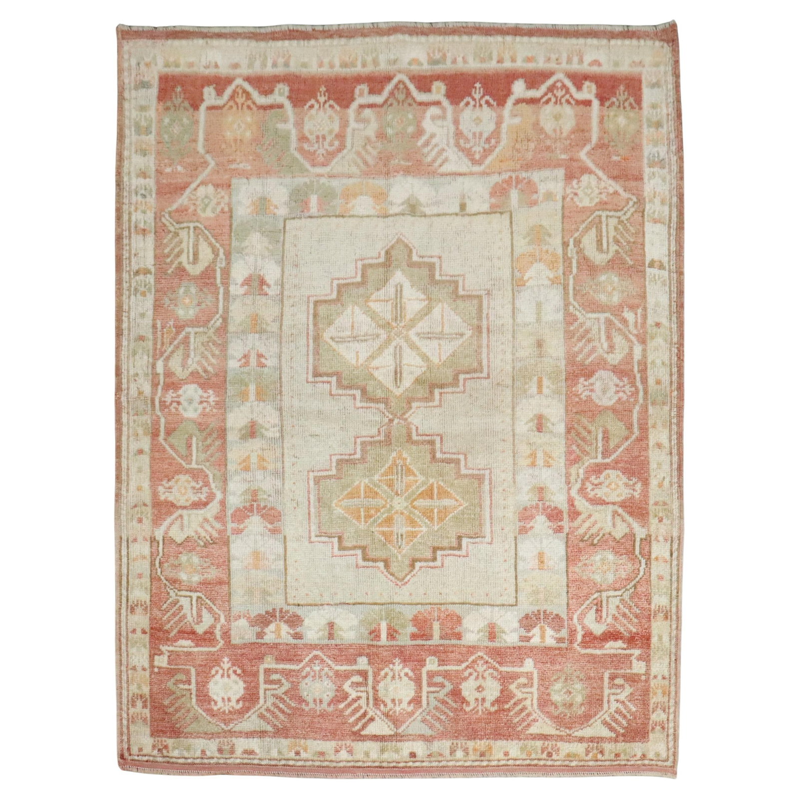 Small Antique Turkish Melas Wool Rug Early 20th Century Square (1 of 6)