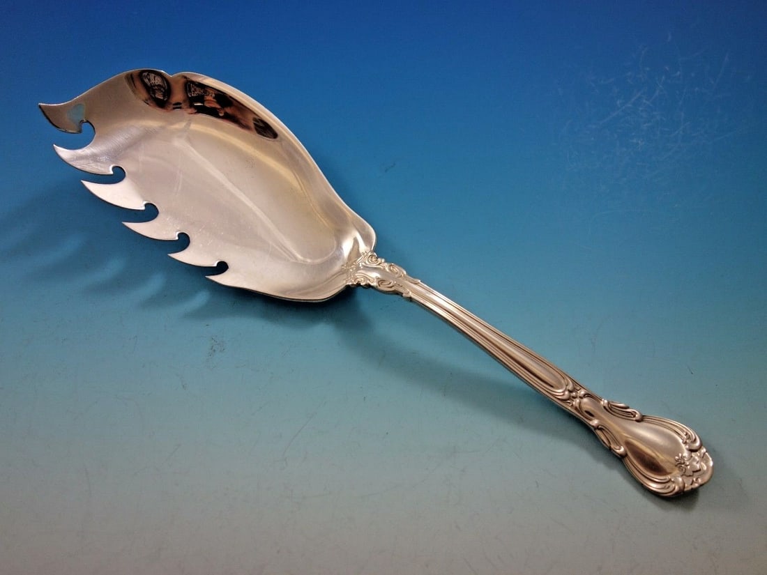 Gorham Chantilly Sterling Silver Macaroni Server 8.5 Inch: Gorham Chantilly Sterling Silver Macaroni Server 8.5 Inch Presenting the Chantilly Macaroni Server by Gorham, crafted in exquisite sterling silver. This elegant serving piece measures 8 1/2 inches and