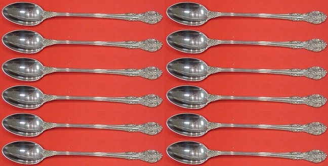 Gorham King Edward Sterling Silver Iced Tea Spoon Set 12 pcs 7.5 inches: Gorham King Edward Sterling Silver Iced Tea Spoon Set 12 pcs 7.5 inches This exquisite 12-piece set of iced tea spoons features the elegant King Edward pattern by Gorham, crafted from high-quality ste