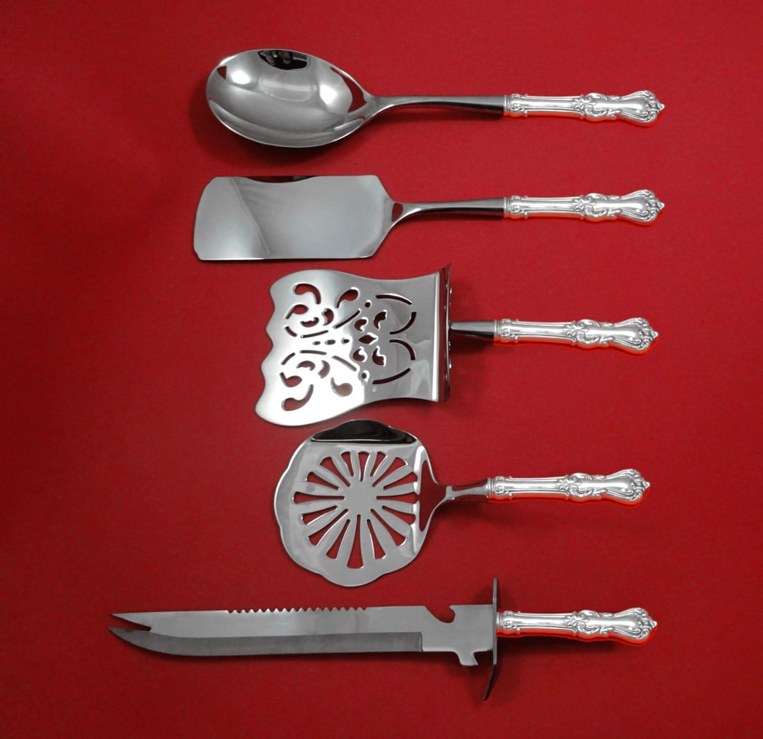 Reed and Barton Marlborough Sterling Silver 5pc Brunch Serving Set: Reed and Barton Marlborough Sterling Silver 5pc Brunch Serving Set Elevate your brunch gatherings with the Marlborough by Reed and Barton Sterling Silver Brunch Serving Set. This exquisite 5-piece hos