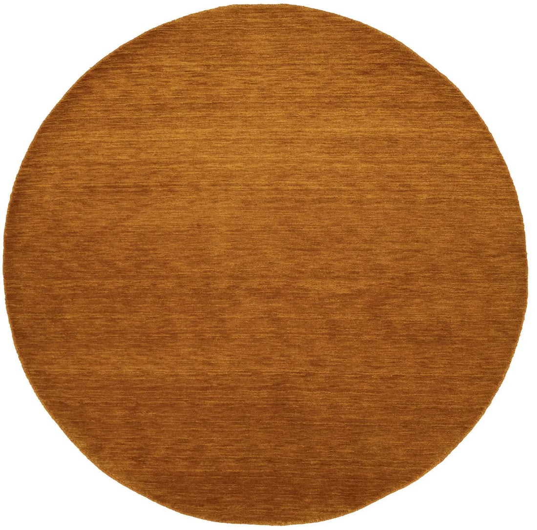 Hand-Loomed 6' Gabbeh Wool Round Rug Modern Orange Decor: Hand-Loomed 6' Gabbeh Wool Round Rug Modern Orange Decor Enhance your home decor with this beautiful solid design hand-loomed Gabbeh wool round rug. Measuring approximately 5'9" in diameter, this mode