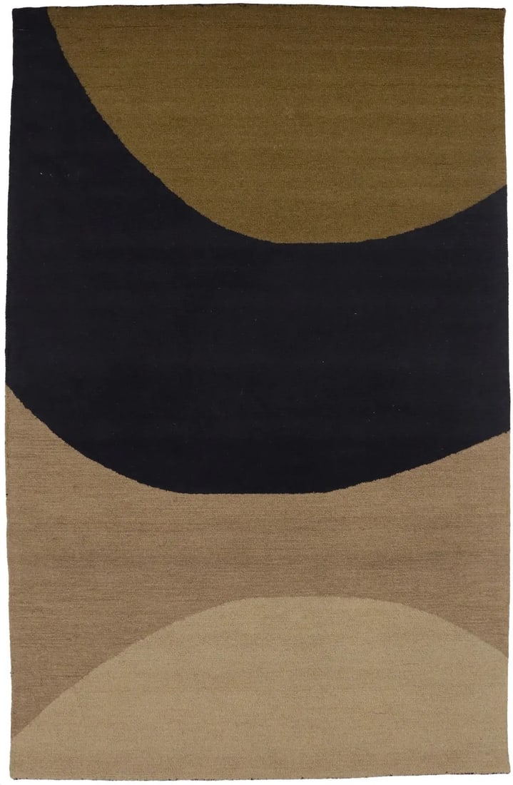 Modern 5x8 Wool Area Rug with Hand-Tufted Abstract Pattern Multicolored: Modern 5x8 Wool Area Rug with Hand-Tufted Abstract Pattern Multicolored This modern area rug features a multicolored abstract design, hand-tufted from wool. It offers a high pile with a normal pile ty