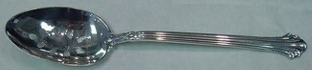 Towle Silver Plumes Sterling Silver 9-Hole Slotted Serving Spoon: Towle Silver Plumes Sterling Silver 9-Hole Slotted Serving Spoon This exquisite serving spoon, crafted by Towle, features a stunning Silver Plumes pattern and is made of high-quality sterling silver. 