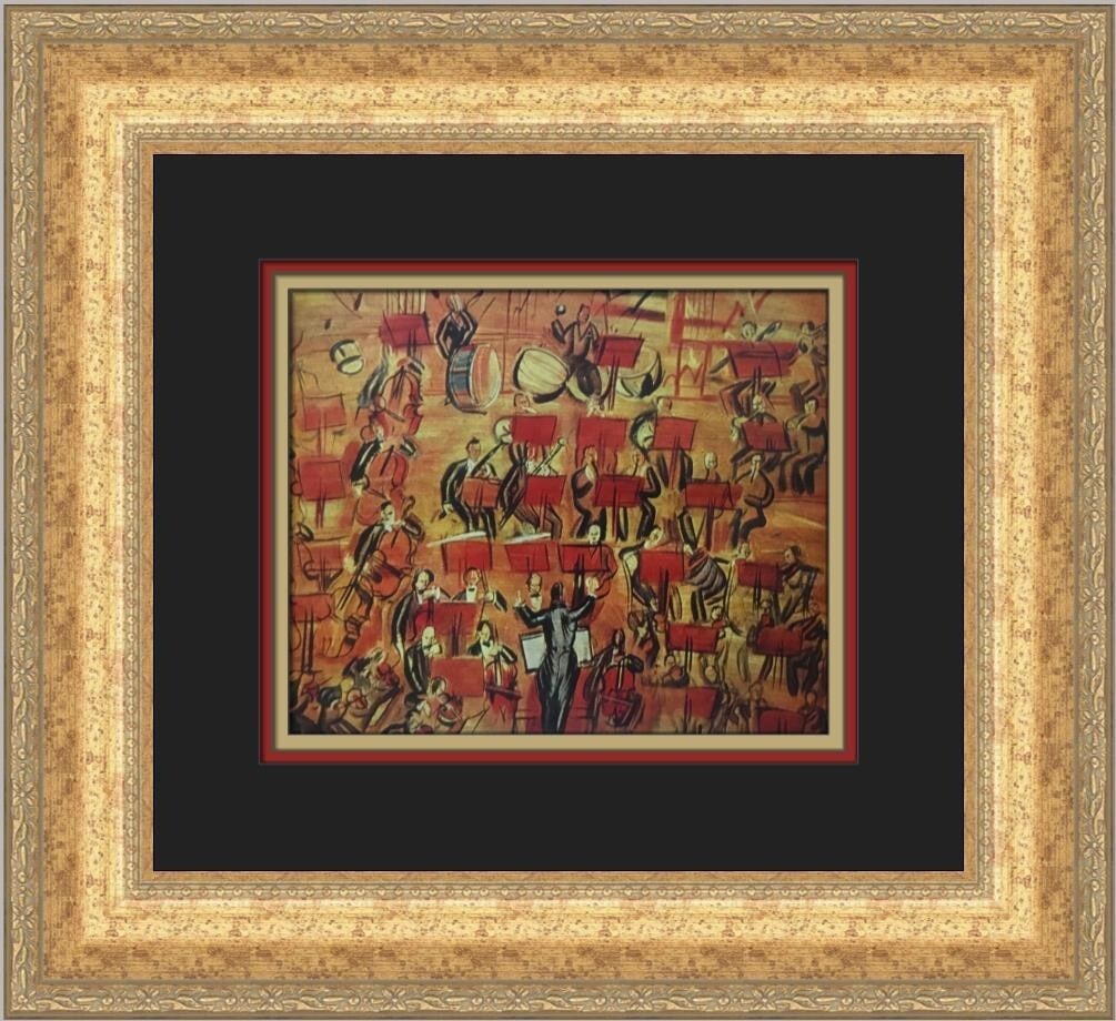 Raoul Dufy Orchestra Custom Framed Print 1981 Expressionism Art: Raoul Dufy Orchestra Custom Framed Print 1981 Expressionism Art This stunning custom framed print by renowned artist Raoul Dufy features the captivating theme of an orchestra. Created in 1981, this me