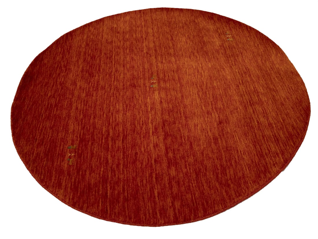 Hand-Loomed Wool Round Gabbeh Rug Pictorial Design Modern 7'11 x 7'11 Orange: Hand-Loomed Wool Round Gabbeh Rug Pictorial Design Modern 7'11 x 7'11 Orange This modern round Gabbeh rug features a pictorial tribal design in an orange-red color palette. Hand-loomed from wool, it o