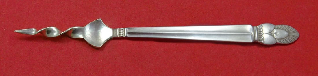 Twisted Sterling Butter Pick Frank Whiting Princess Ingrid 5 3/4": Twisted Sterling Butter Pick Frank Whiting Princess Ingrid 5 3/4" A custom made butter pick in the Princess Ingrid pattern by Frank Whiting. Made of sterling silver, this serving piece dates to the po