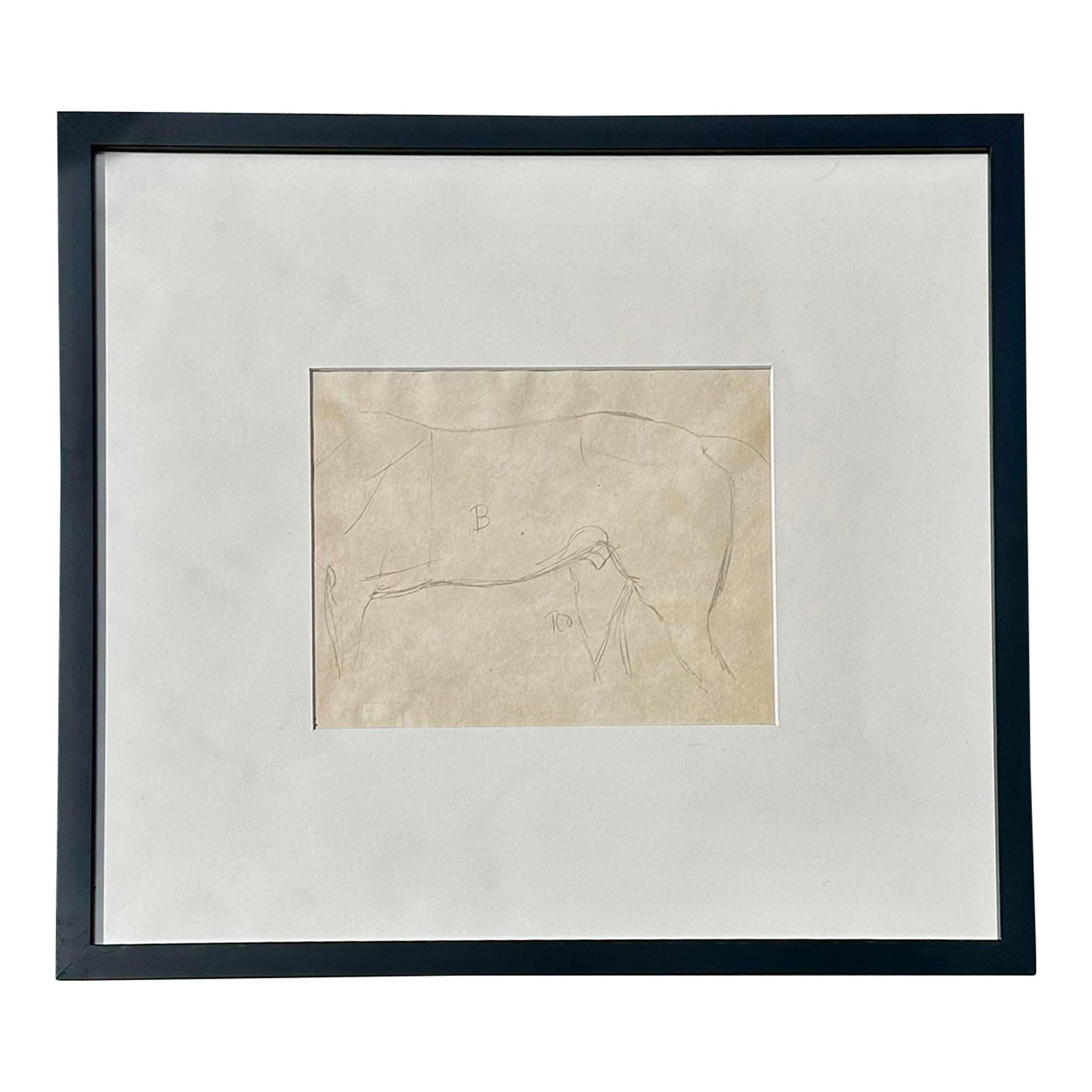 Vintage Framed Horse Sketch Chic Art from Palm Beach Estate: Vintage Framed Horse Sketch Chic Art from Palm Beach Estate This exquisite vintage framed horse body sketch is a perfect addition to any chic decor. The artwork, showcasing a detailed pencil drawing, 