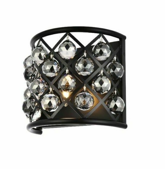 Madison crystal wall sconce matte black silver shade: Madison crystal wall sconce matte black silver shade Modern hardwired wall sconce with a matte black finish and silver shade royal cut crystal balls. It is designed for indoor installation and feature