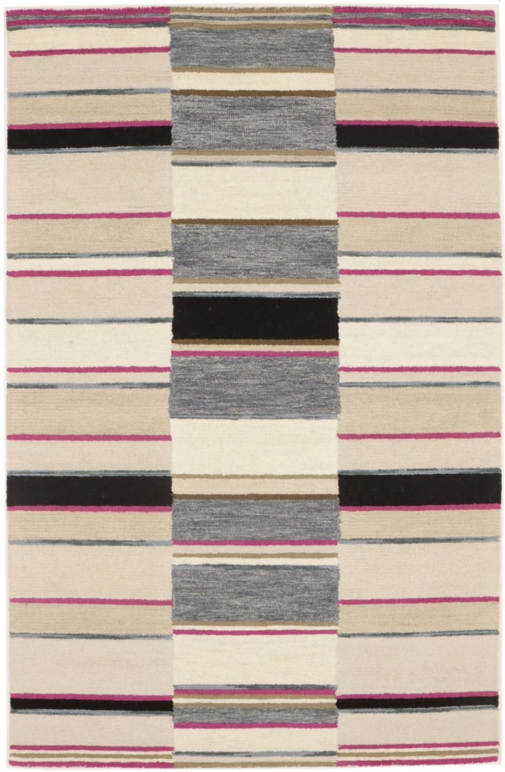 Modern Wool Area Rug Multicolor Stripes 5x8 Hand-Tufted for Kids Room: Modern Wool Area Rug Multicolor Stripes 5x8 Hand-Tufted for Kids Room This hand-tufted area rug features vibrant multicolored stripes in a modern design, ideal for kids' bedrooms, entryways, and home 