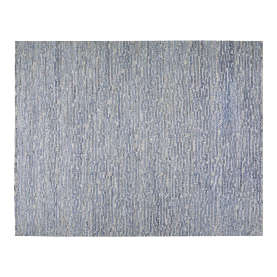 Moroccan Azilal Wool Rug with Abstract Pattern 9'3" x 12': Moroccan Azilal Wool Rug with Abstract Pattern 9'3" x 12' This Moroccan Azilal rug features a hand-knotted wool construction with an abstract design in blue. It is pre-owned and crafted in a contempor