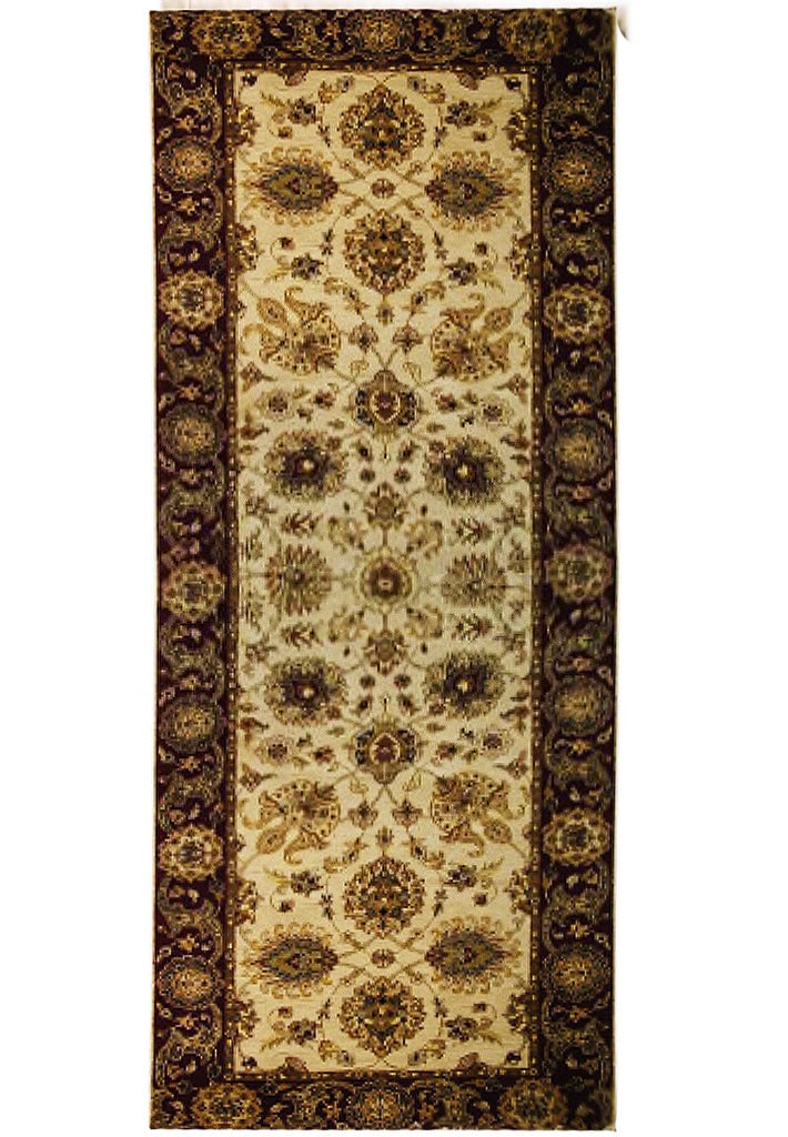Elegant 4 x 12.1 Ivory Handwoven Agra Runner Rug: Elegant 4 x 12.1 Ivory Handwoven Agra Runner Rug Free continental US Shipping Enhance your living space with this exquisite 4' x 12' 1" Ivory Indian Runner Agra Rug. This handmade masterpiece features