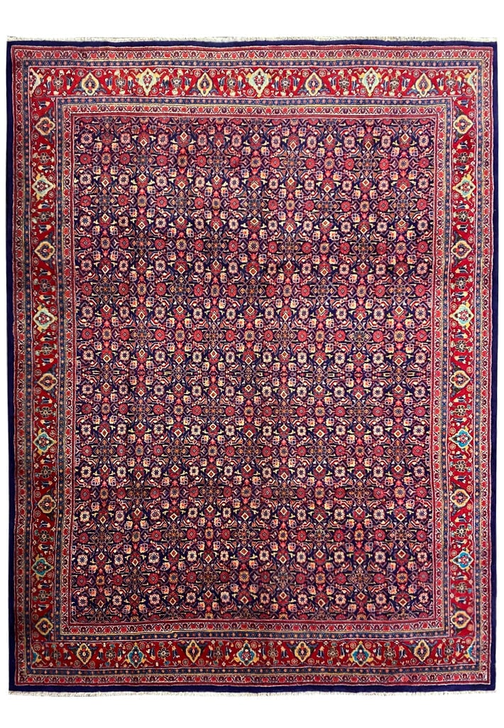 Persian Herati Mahi Tabriz Mahal Wool Rug 9.6 x 13.0 ft: Persian Herati Mahi Tabriz Mahal Wool Rug 9.6 x 13.0 ft Free continental US Shipping Enhance your living space with this exquisite 9.6 x 13.0 Persian Herati Mahi Tabriz Mahal Wool Rug. Crafted with ex