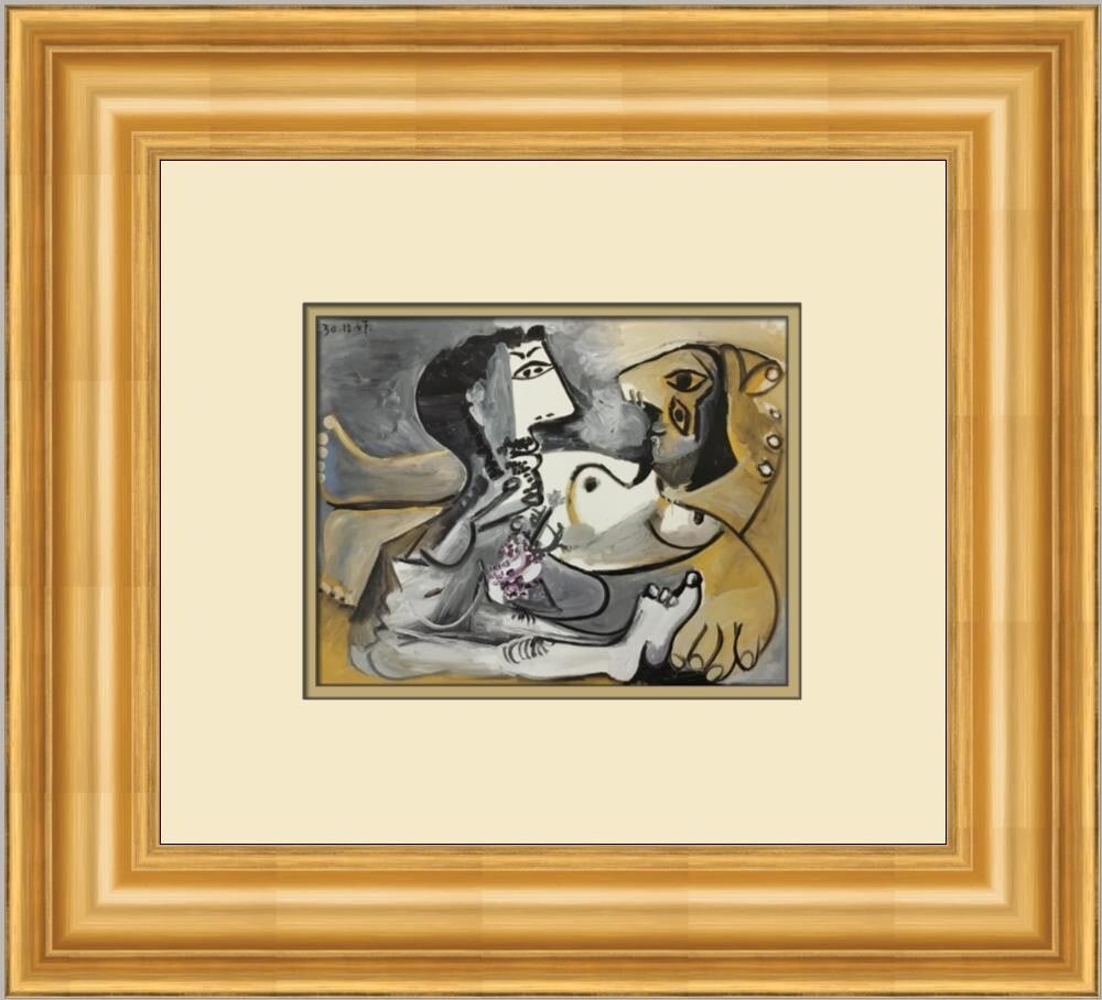 Pablo Picasso Couple Framed Print 1985 Multi-Color Surrealism Art: Pablo Picasso Couple Framed Print 1985 Multi-Color Surrealism Art This stunning custom framed print titled "Couple" by Pablo Picasso showcases the artist's surrealist style with a beautifully vibrant 