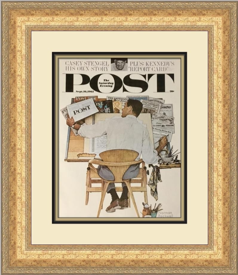 Custom framed Norman Rockwell open edition print Saturday Evening Post: Custom framed Norman Rockwell open edition print Saturday Evening Post This is a custom-framed open edition print of Norman Rockwell's "Saturday Evening Post Modernizing The Post." Produced in 1979, t
