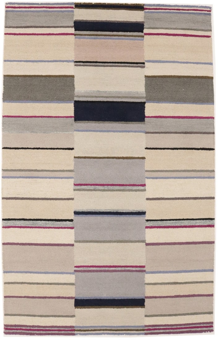 Hand-Tufted Multicolored Stripes Modern Wool Area Rug 5x8: Hand-Tufted Multicolored Stripes Modern Wool Area Rug 5x8 Enhance your living space with this stunning Hand-Tufted Multicolored Stripes Modern Rug. Measuring 5'0" x 8'0" ft, this contemporary plush wo