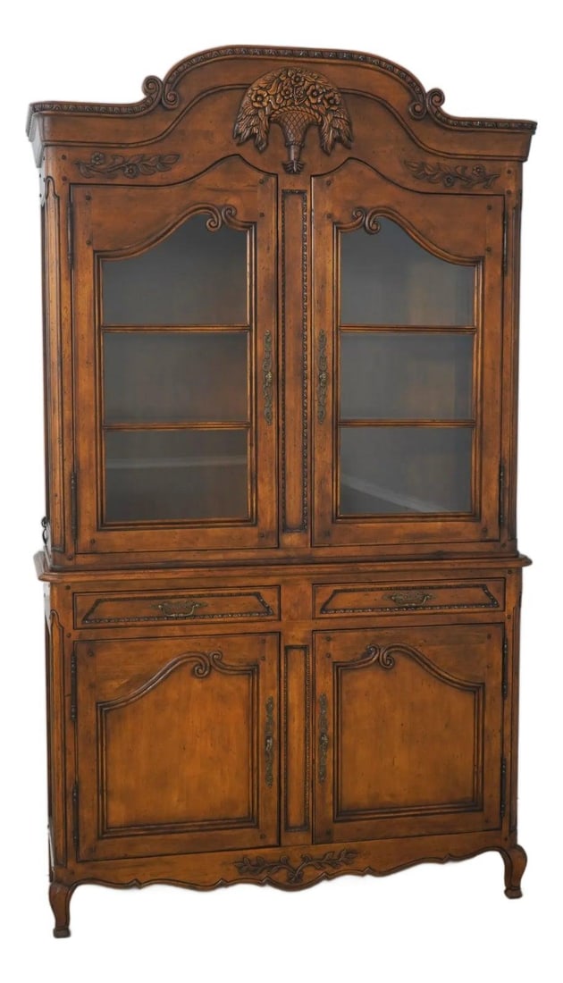 Walnut Country French 2 Piece China Cabinet (1 of 10)