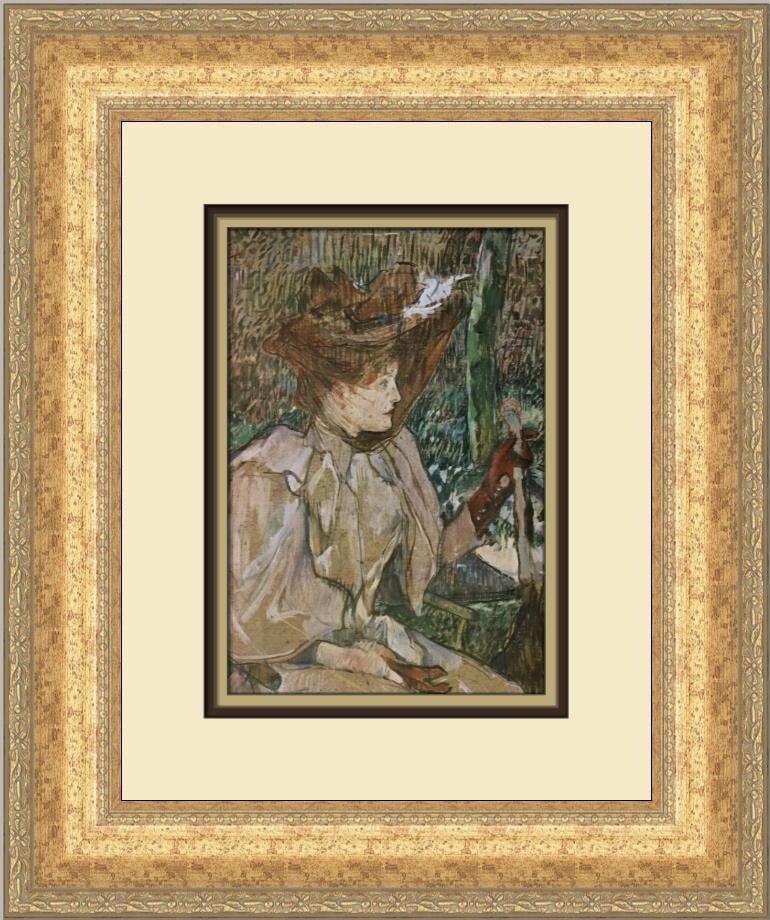 Henri De Toulouse-Lautrec Woman with Gloves Custom Framed Art Print: Henri De Toulouse-Lautrec Woman with Gloves Custom Framed Art Print This exquisite custom framed print titled "Woman with Gloves" by Henri de Toulouse-Lautrec captures the essence of art from the late