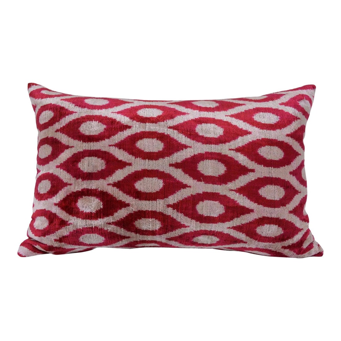 Uzbek Silk Velvet Ikat Decorative Pillow With Linen Back and Feather Insert (1 of 3)