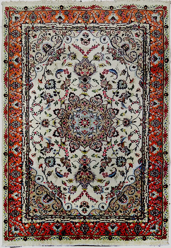 Elegant 6x9 Hand-Knotted Wool Silk Persian Tabriz Rug: Elegant 6x9 Hand-Knotted Wool Silk Persian Tabriz Rug Free continental US Shipping Discover the exquisite beauty of this 6' x 9' Wool and Silk Persian Tabriz Rug, a stunning example of traditional cra