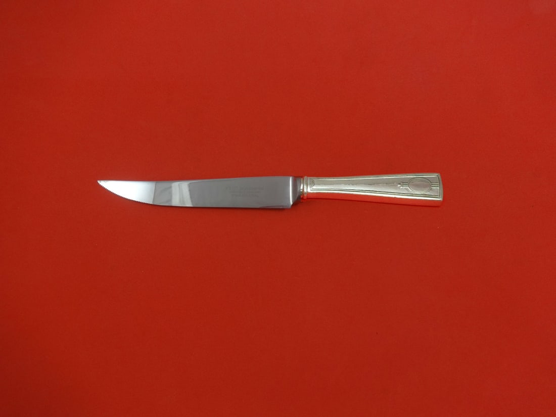 Wallace Carthage Custom Steak Knife Sterling Silver 8 1/2 HHWS: Wallace Carthage Custom Steak Knife Sterling Silver 8 1/2 HHWS Wallace Carthage steak knife with a sterling silver hollow handle and stainless implement. Custom made in the Carthage pattern, this post