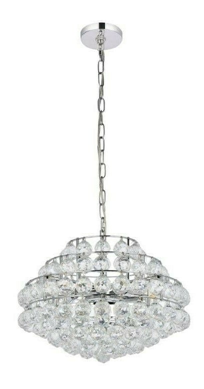 Savannah 5-Light Chrome Crystal Pendant Chandelier: Savannah 5-Light Chrome Crystal Pendant Chandelier This modern pendant chandelier features a chrome frame with clear royal cut crystal balls, offering a sophisticated look for dining rooms, living roo
