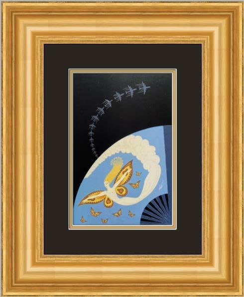 Erte Air Art Deco Framed Lithograph 17 x 21 Custom Framing: Erte Air Art Deco Framed Lithograph 17 x 21 Custom Framing This stunning framed print titled 'Air' by renowned artist Erte showcases a captivating figures subject in the classic Art Deco style. Produc