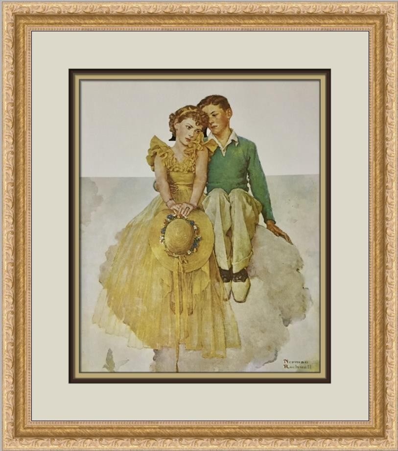 Norman Rockwell Young Love Custom Framed Print 18 x 16 Americana Art: Norman Rockwell Young Love Custom Framed Print 18 x 16 Americana Art This stunning custom framed print titled "Young Love" by renowned artist Norman Rockwell captures a heartfelt moment in Americana. 