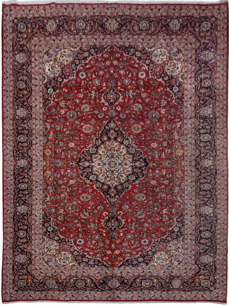 10' x 13' Signed Persian Kashan Rug Handmade Red Wool: 10' x 13' Signed Persian Kashan Rug Handmade Red Wool Free continental US Shipping Experience the luxurious charm of this 9.10 x 13.2-foot Genuine Persian Signed Kashan Handmade Rug. Crafted by talent