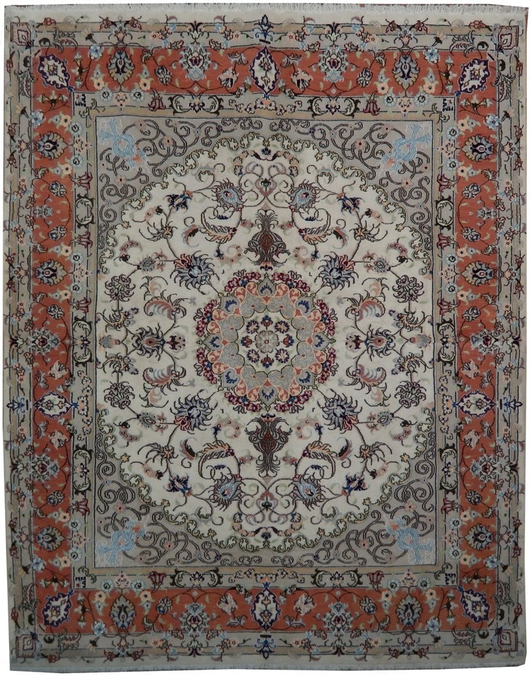 Authentic Persian Tabriz Rug 6.9 x 8 Handmade Iran Wool Silk: Authentic Persian Tabriz Rug 6.9 x 8 Handmade Iran Wool Silk Free continental US Shipping This authentic Persian Tabriz rug is hand-knotted in Iran by skilled artisans, showcasing the renowned craftsm